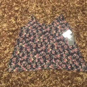 Volcom black tank top with flowers